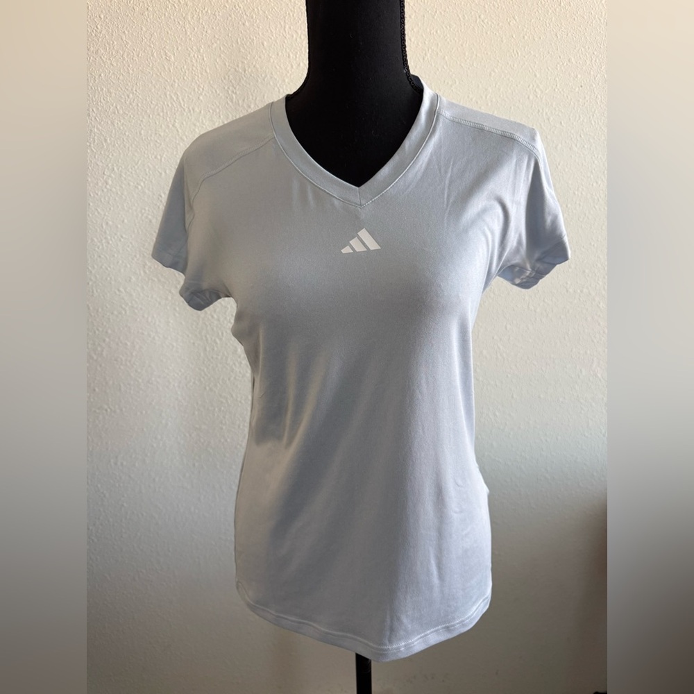 Adidas Women's Light blue V-Neck Tee size S NWT